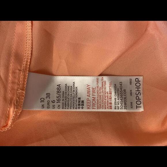 TOPSHOP Coral Pleated Dress Size 6 - Picture 10 of 10